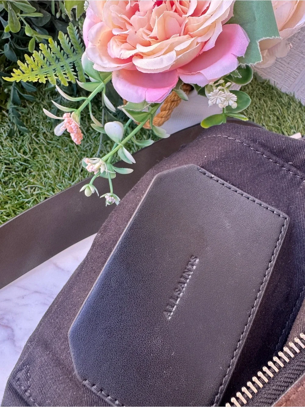 All Saints Brown Suede Crossbody Bag